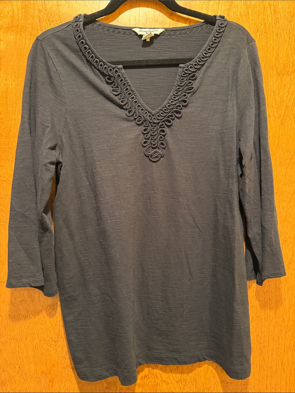 Tommy Bahama Black Embellished V-Neck Swim Coverup
